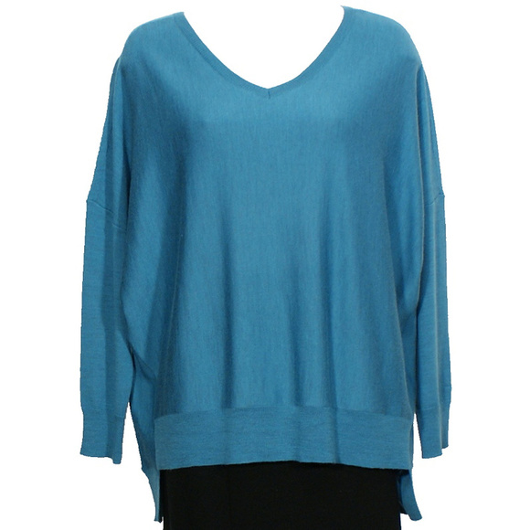 Eileen Fisher Sweaters - Blue Fine Merino Wool Jersey Box Sweater XS